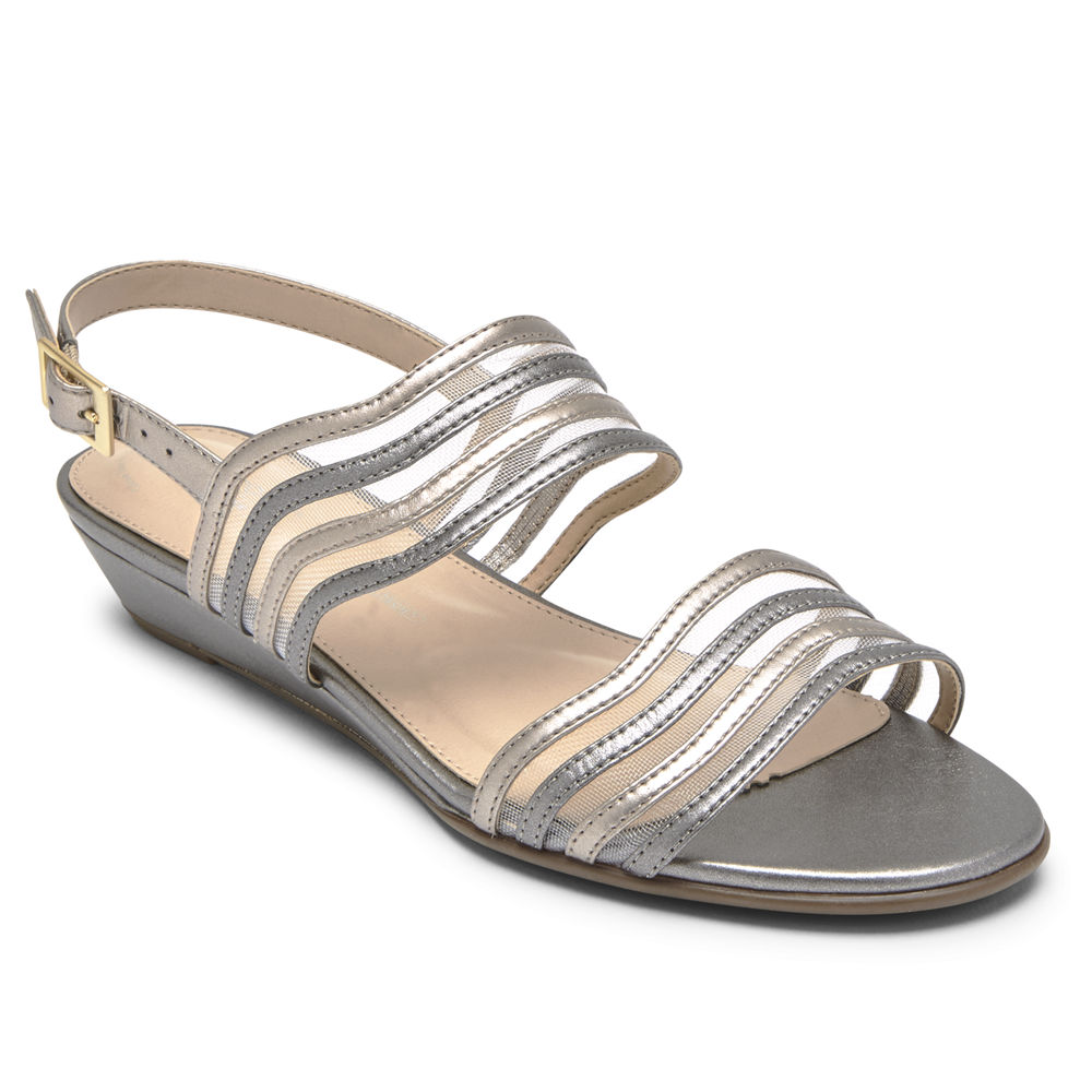 Rockport Womens Total Motion Zandra Mesh - Sandals Silver - RHC683291